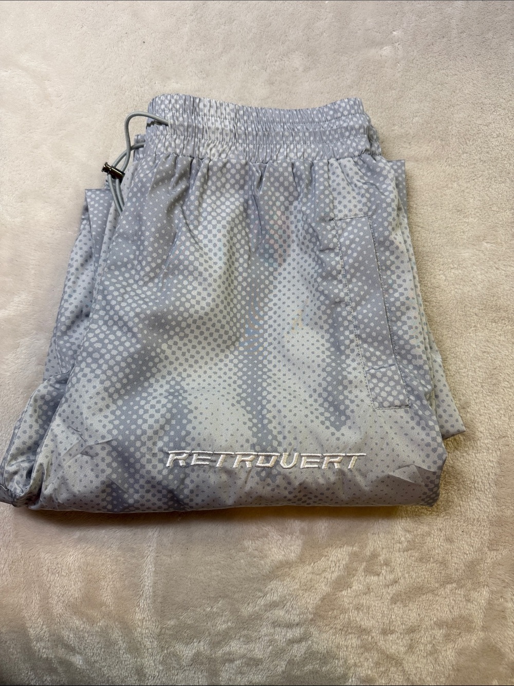 Retrovert Grey Textured All-Over Print Track Pants NWT One Size OS